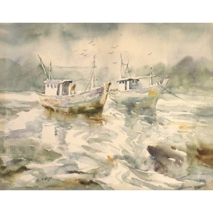 Abdul Hayee, 20 x 26 inch, Watercolor on Paper, Seascape Painting, AC-AHY-043